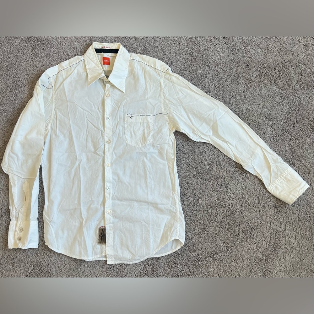 Men's Hugo Boss Vintage Button Up | L | Light Cream